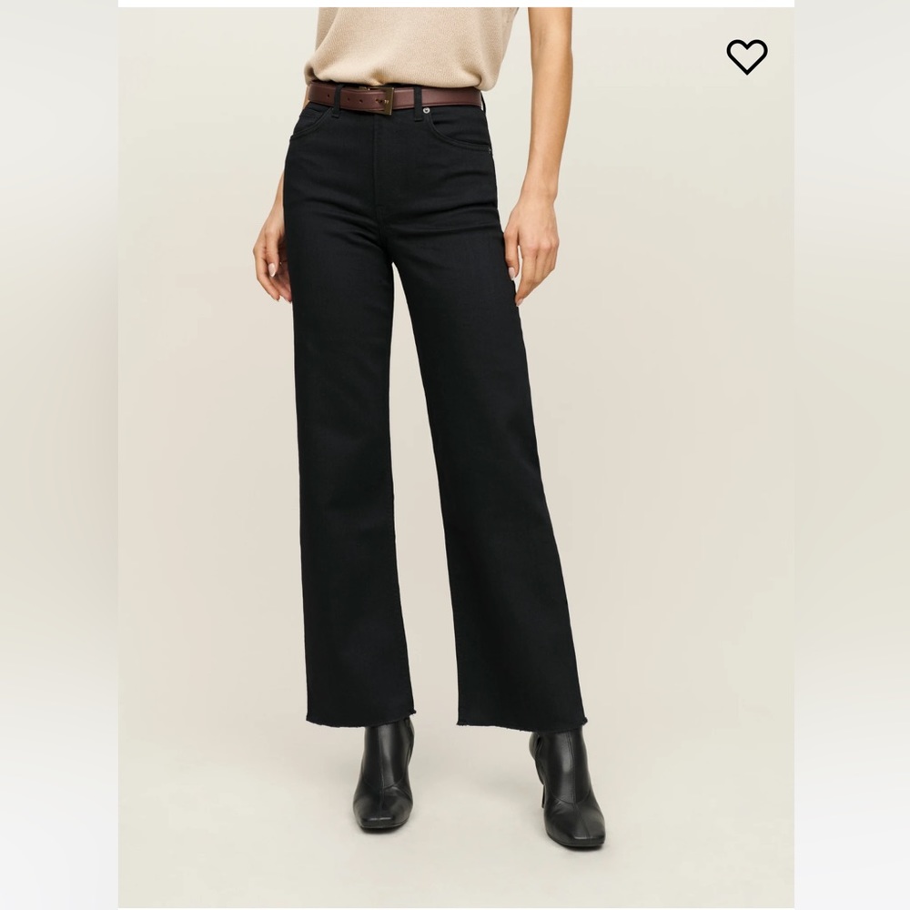 Reformation black wide leg high rise jeans